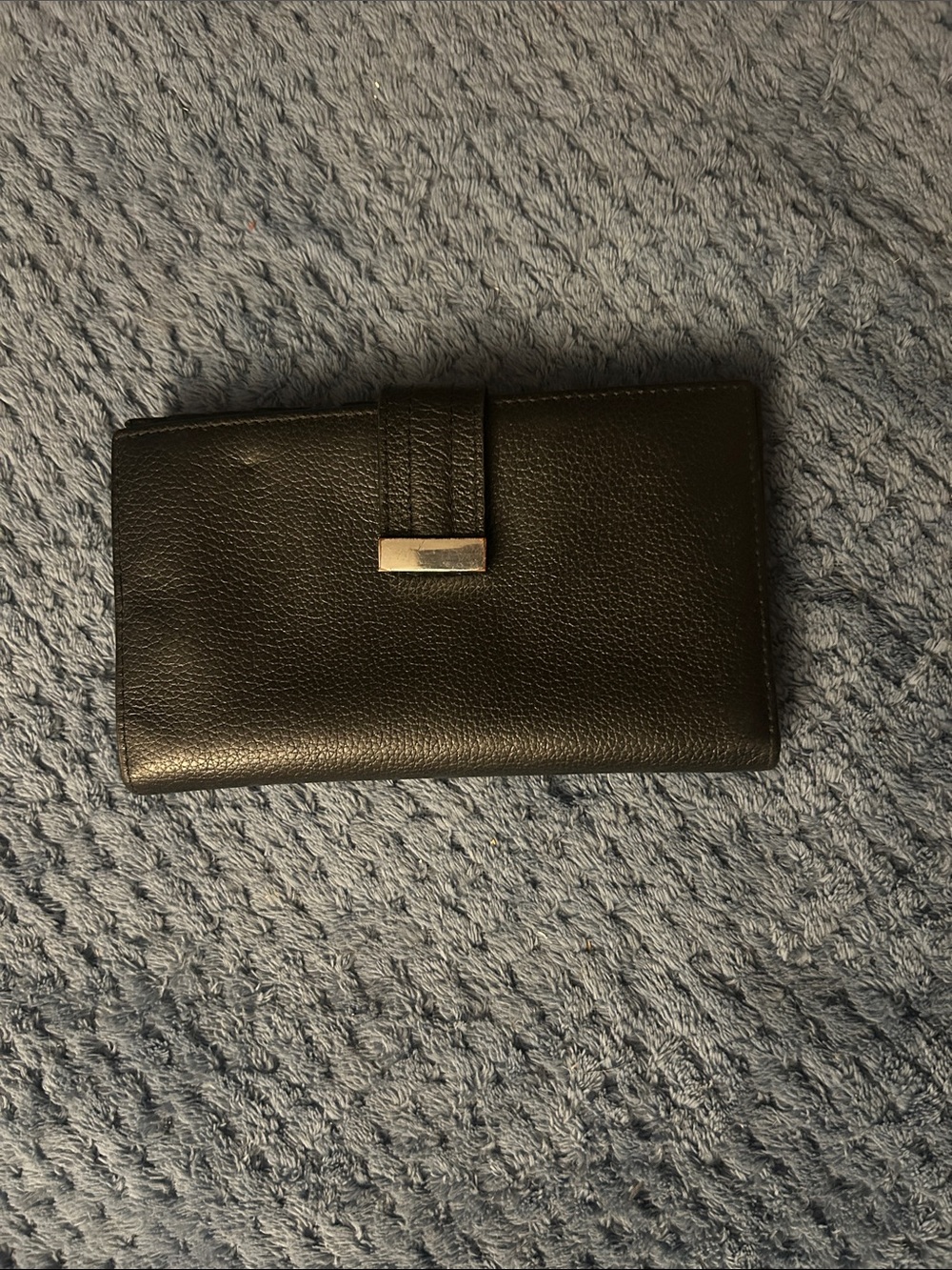 Danier Black Leather Wallet with Silver Hardware